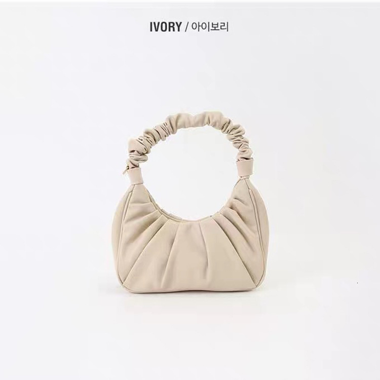 Women's 2024 Niche Design Horn Pleated Textured Baguette Underarm Cloud-like Single Shoulder Crossbody Bag ddmymarket
