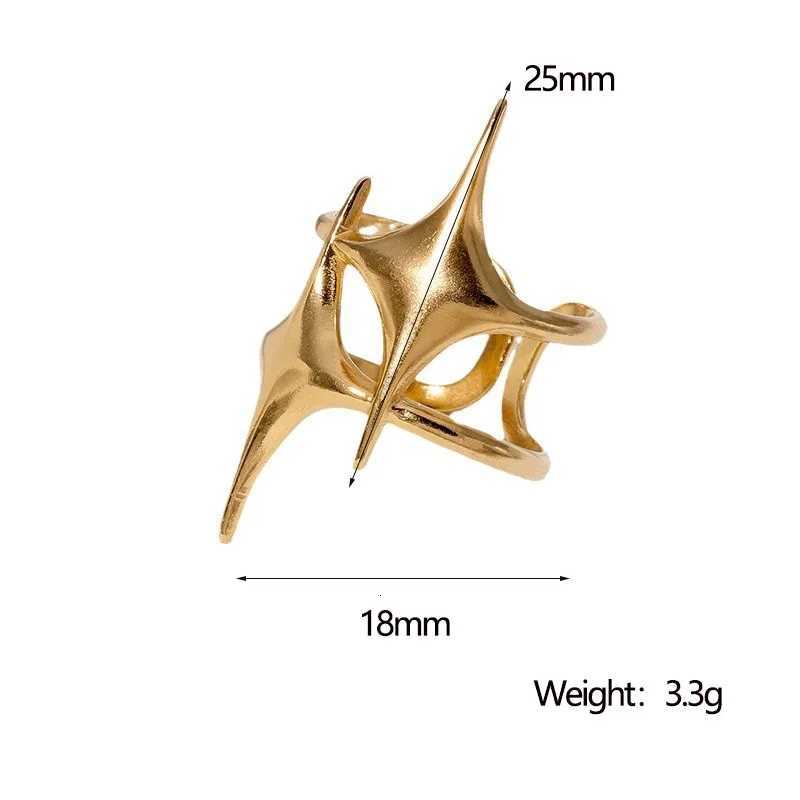 Stainless Steel Ring Punk Vintage Y2K Cross Star Open Rings for Women Fashion Couple Jewelry Gift Simple Senior Sense Adjustable W250812