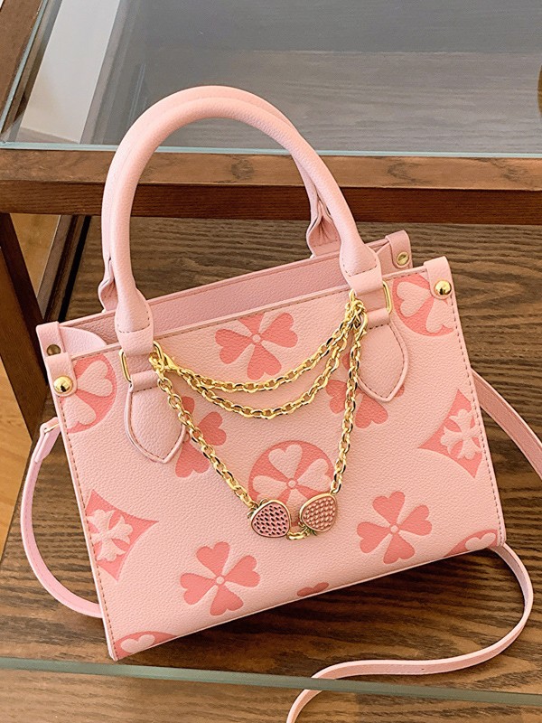 free shipping designer bag new retro printed pink single-shoulder bag with Exquisite pictures
