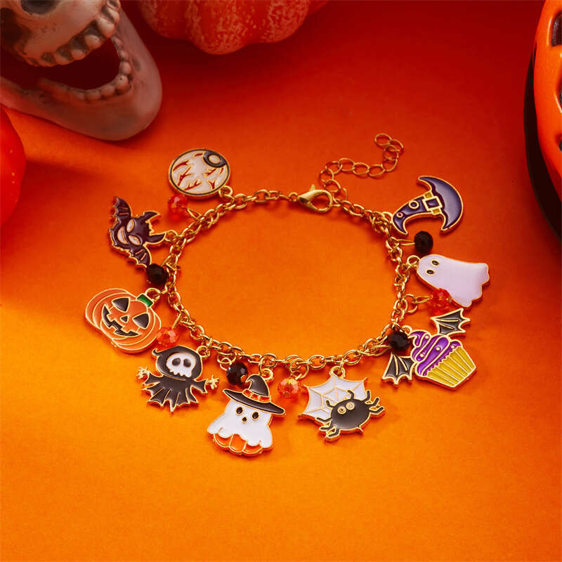 Halloween Pumpkin Spider Skull Alloy Bracelet Creative Ghost Black Cat Jewelry