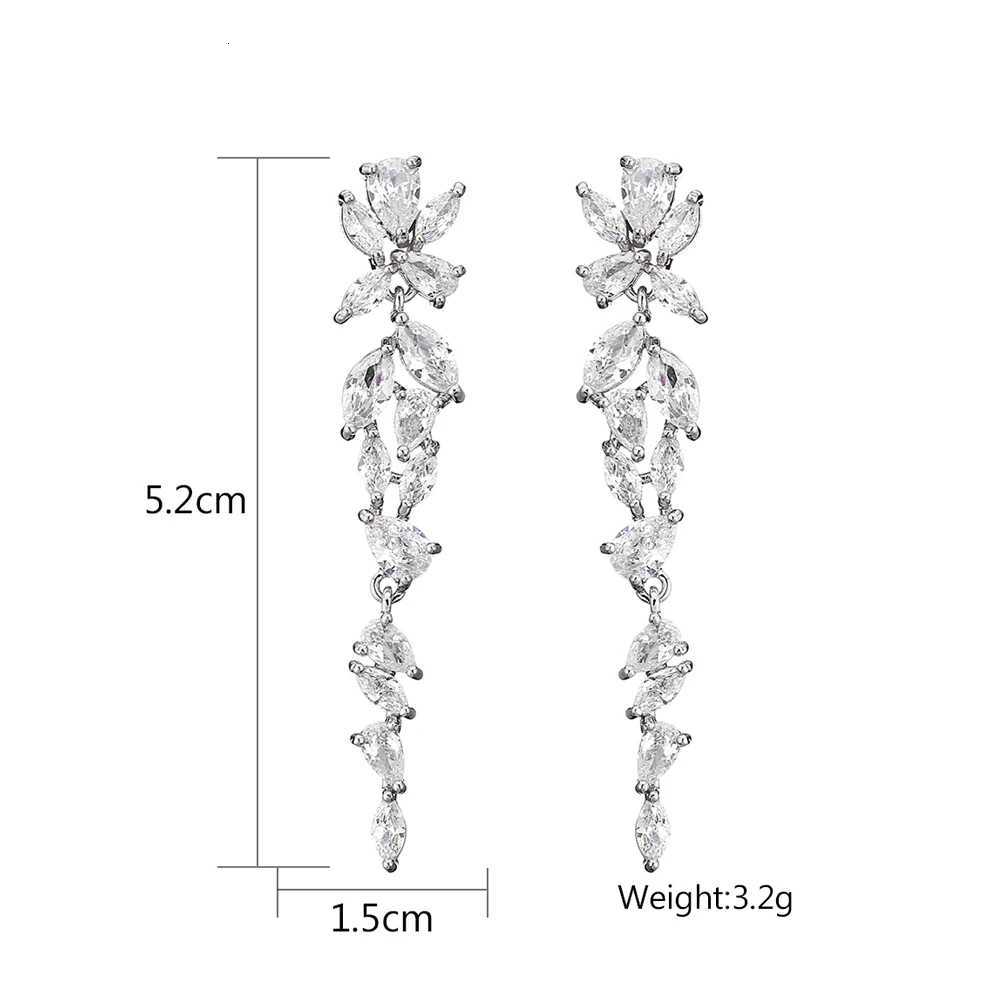 ZAKOL Elegant Shiny AAA Zircon Sliver Color Long Drop Earrings Gorgeous Bridal Wedding Party Jewelry Y250812