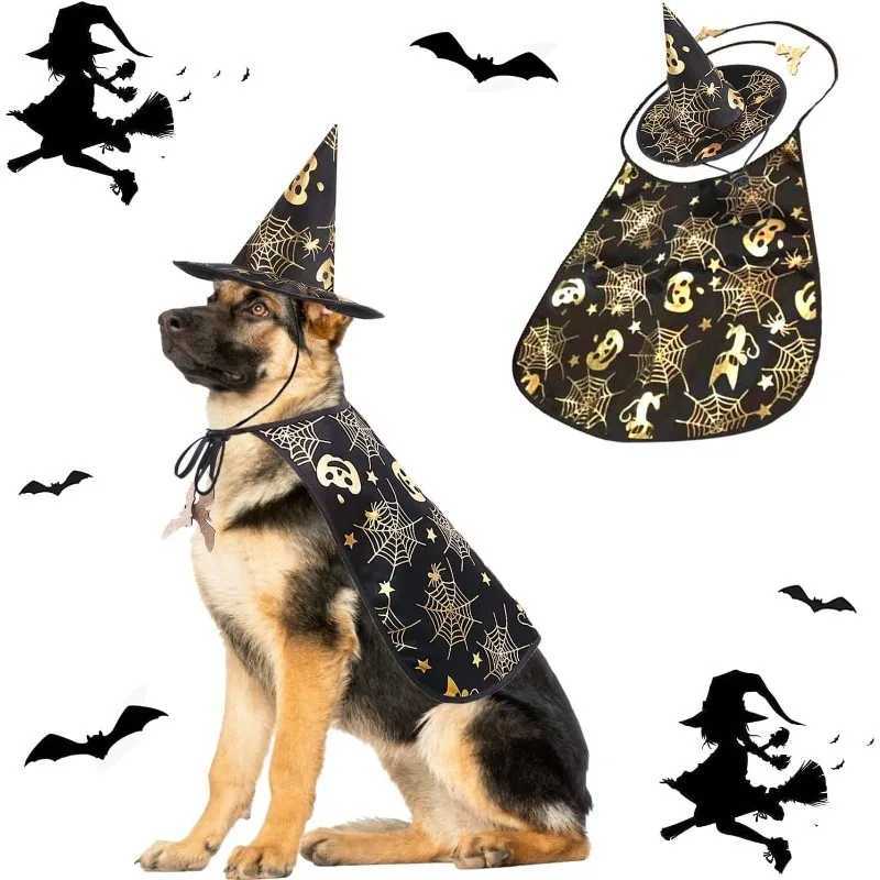 Halloween Dog Costume Adjustable Pet Cloak Cape with Wizard Hat Party Dogs Cosplay Funny Apparel Dog Cat Cool Dresses Decoration XJ250813