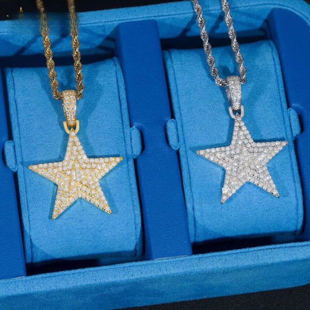 Ready To Ship Sterling Sier Star Charm Hip Hop Dia Iced Out VVS Moissanite Pendant