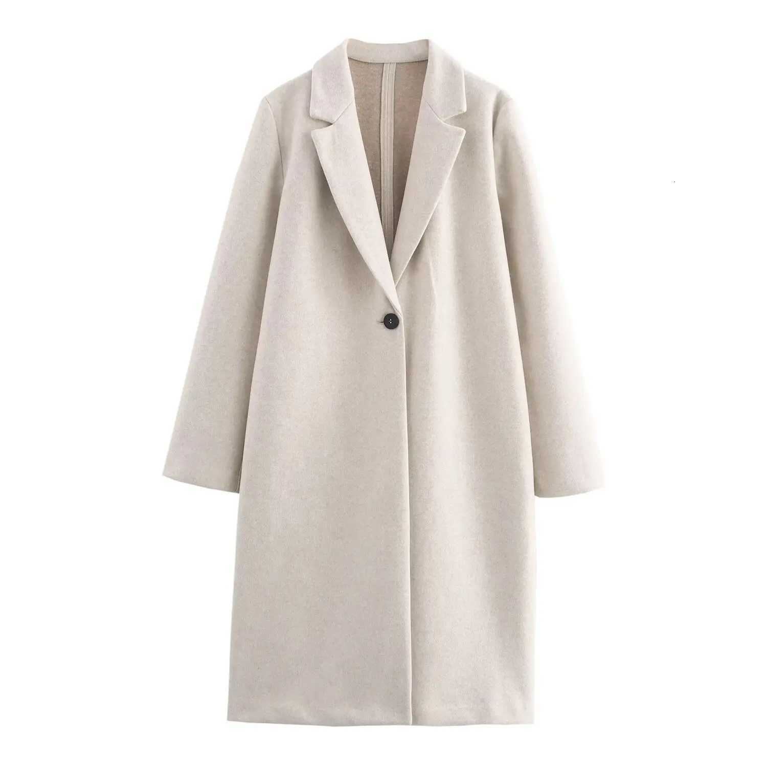UNIZERA Womens Woolen Coat with Flip Collar Long Sleeve Button Decoration Autumn New Style Coat Z250813