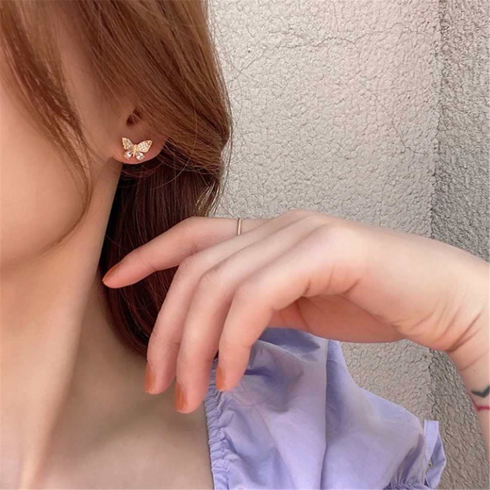Delicate Gold Color Butterfly Zircon Tassel Earrings Fashion Women Party Jewelry Summer Trend Accessories Valentines Day Gifts Y250812