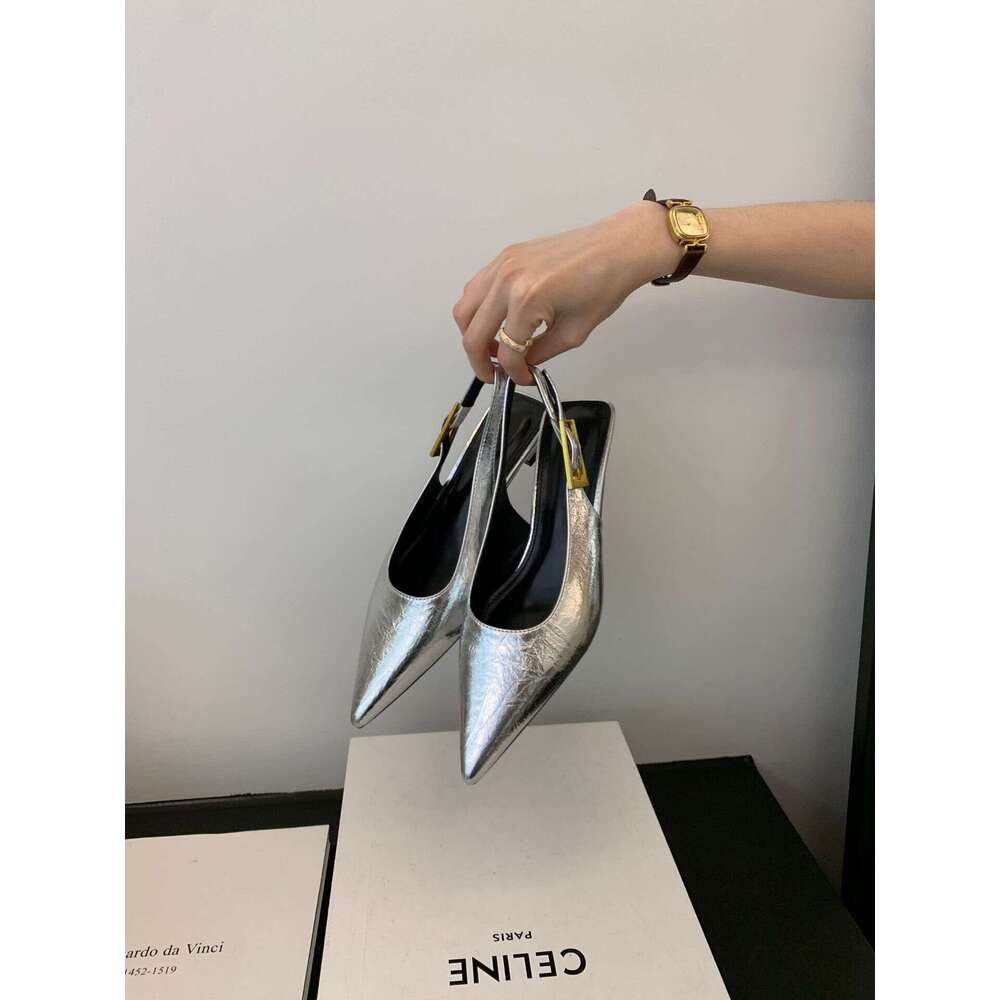 French Pointed Kitten Heel Designer shoe High Heels Closed Toe Sandals Spring Summer 2025 New Evening Style Single Shoes