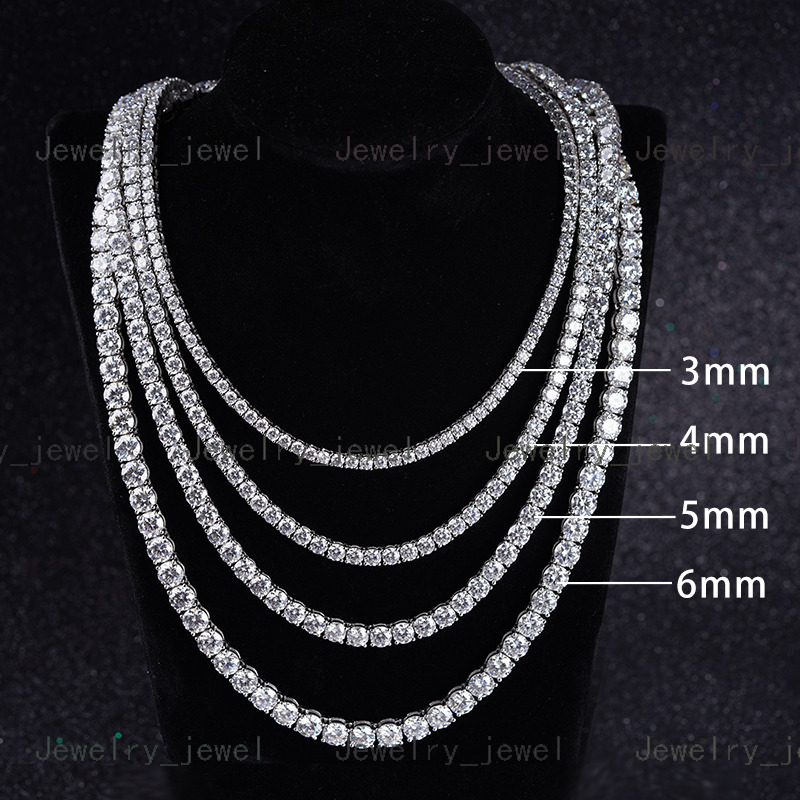 Starsgem 925 Gold Plated Sterling Silver 3mm 4mm 5mm Diamond Necklace Jewelry Gemstone Moissanite Tennis Chain