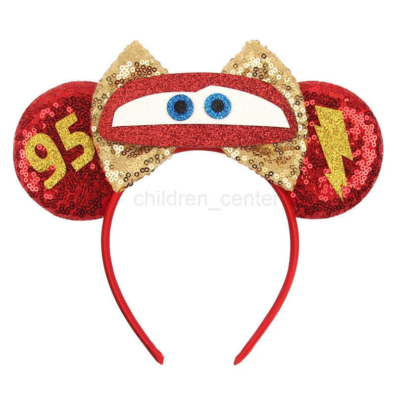 Disney Disney Anime Cars Ears Headbands Women Sequins Bow Hairband Girls Pixar 95 Lightning McQueen Hair Accessories Kids Headwear Gift W250813