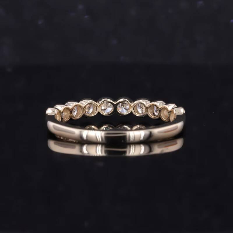 Starsgem Fine Jewelry Women 10K Yellow Gold Eternity Rings Wedding Gemstone Band Ring Round Cut Moissanite Ring