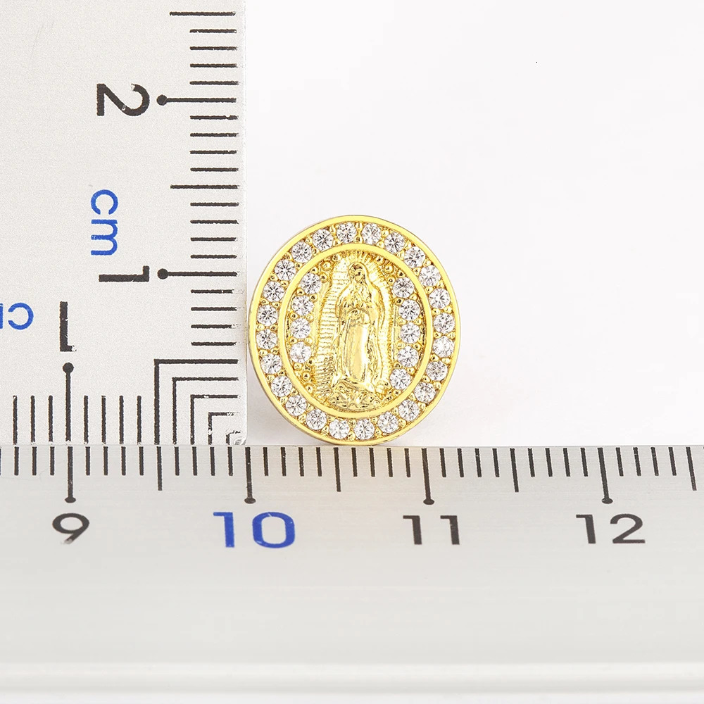 Nidin Arrival Retro Round Shape Sparkling Zircon Charm Earrings For Women Virgin Mary Believer Ear Jewelry Daily Party Gifts 250812