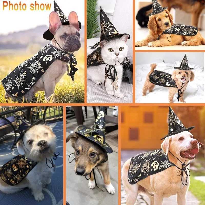 Halloween Dog Costume Adjustable Pet Cloak Cape with Wizard Hat Party Dogs Cosplay Funny Apparel Dog Cat Cool Dresses Decoration XJ250813