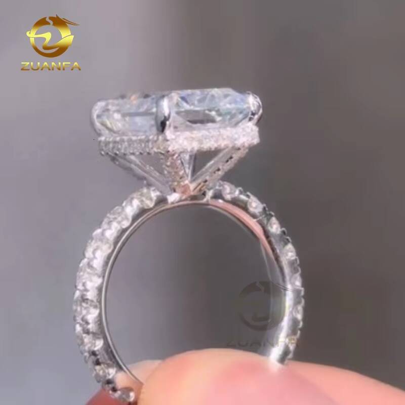Luxurious Radiant Diaspore Ring Women's Fine Jewelry Engagement Wedding Ring Lab-Grown Ring