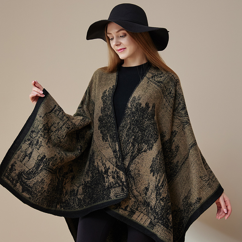K1648 Jiangnan Water Village Knitted Shawl High-end National Style Cape Western Sichuan Yunnan Travel Outfit Imitation Cashmere Cape Women