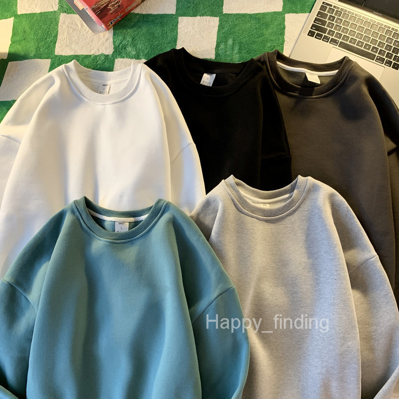 Hoodless Sweater Mens Autumn Fashion Brand Ins Loose Top Spring and Autumn Sports High Street Round Neck Coat Ruffian Handsome