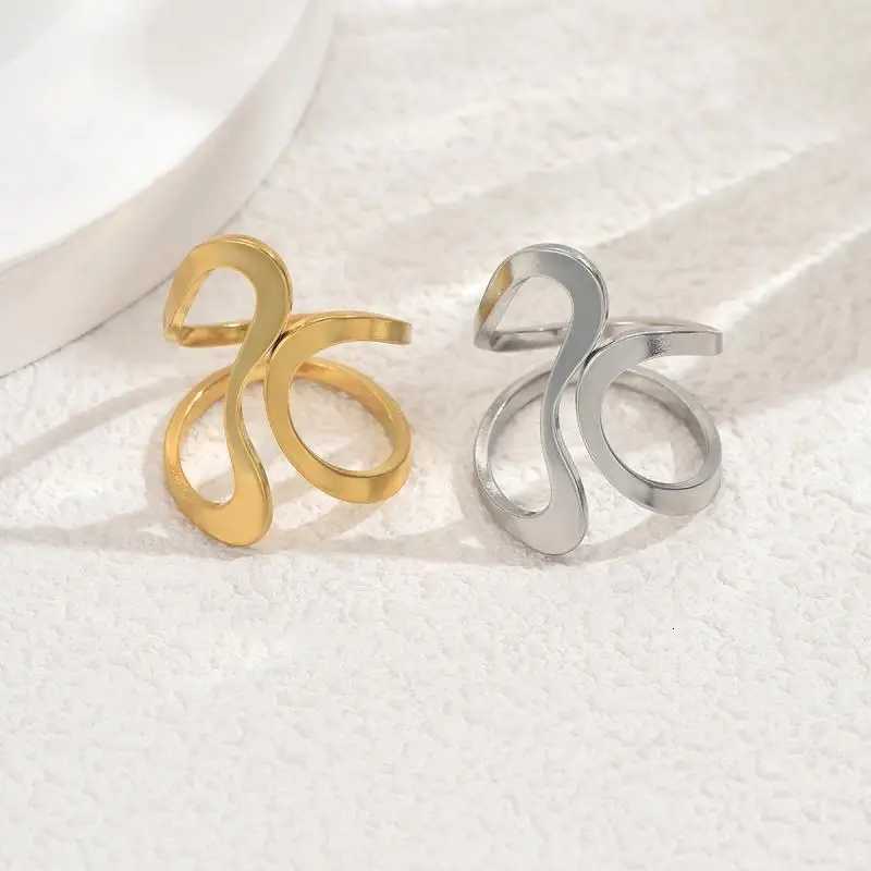 Stainless Steel Silver Color Rings for Women Punk Geometric Metal Irregular Chain Open Rings Hip Hop Simple Jewelry Accessories W250812