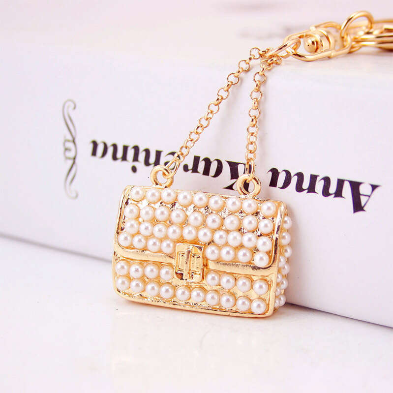 Kuxi Jewelry Women's Pearl Chain Handbag Girlfriend Metal Pendant Keychain Small Gift 264