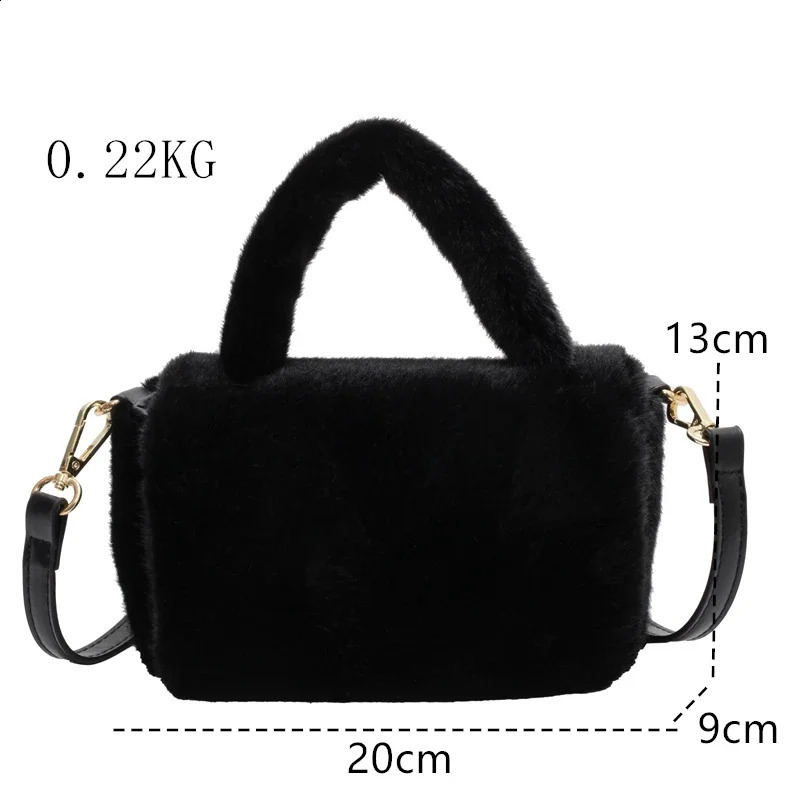 High Quality Winter Fashion Plush Women Fashion Soft Faux Fur Small Tote Female Shoulder Crossbody Purse Trend Handbag 250809