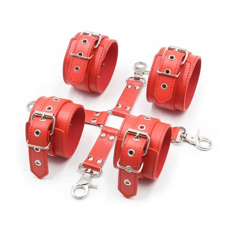 PU Leather Bondage Hog Tie Handcuffs Ankle Leg Cuffs Cross Hook Strap Restraint Erotic Sex Toys For Couples Adult Fun Games XJ250813