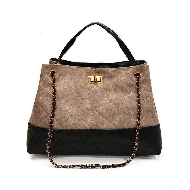 Hot Selling Women Colorblock Shoulder Bag Vintage Suede Leather Crossbody Purse With Chain Strap Trendy Underarm Bag Designer Bags