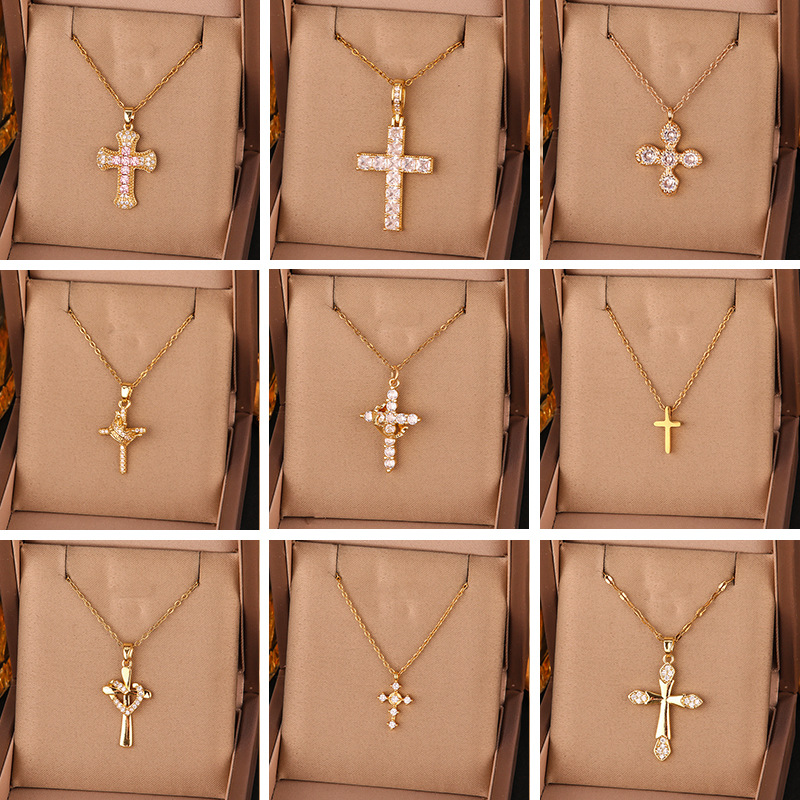 designer necklace Jewelry Necklaces Pendants Pendant Necklaces Lockets Strands Tennis Chokers Chains Simple Diamond Gold Necklace Faith Cross Jewelry