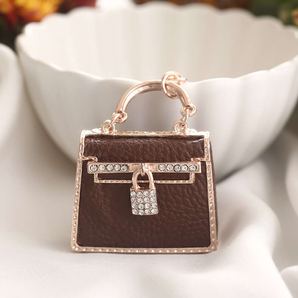 Fashion Hanging Decoration Creative Leather Ins Bag Keychain Metal Car Pendant Small Gift