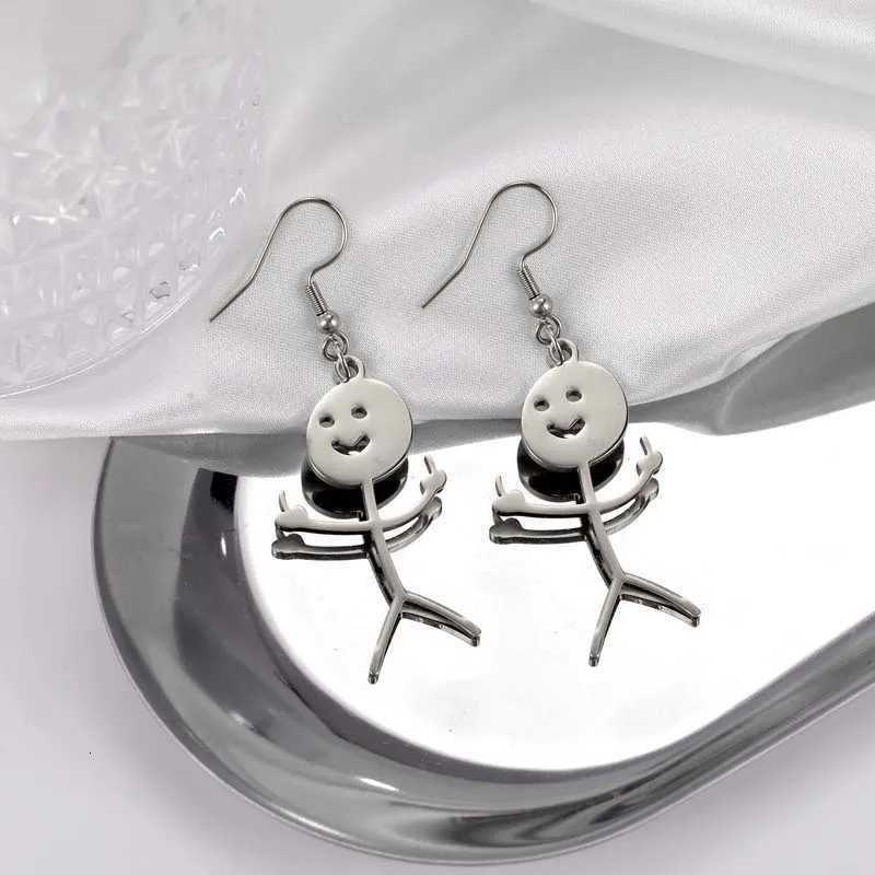 Funny Doodle Earrings For Women Punk Hip Hop Metal Finger Hand Gesture Character Earring Wedding Party Jewelry Y250812