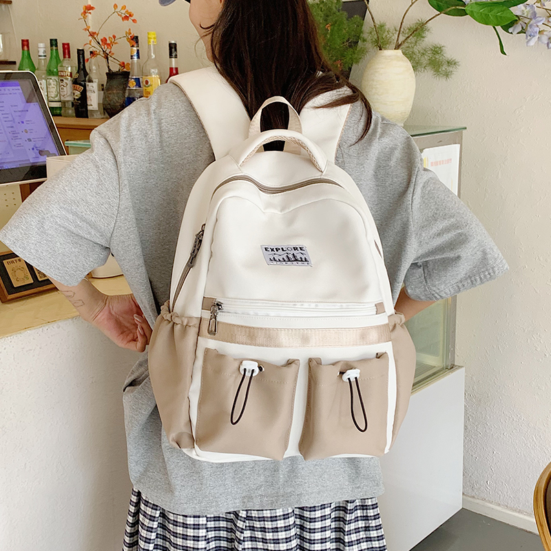 New Korean-style color-blocking versatile backpack, large-capacity nylon backpack, fashionable and simple casual student backpack