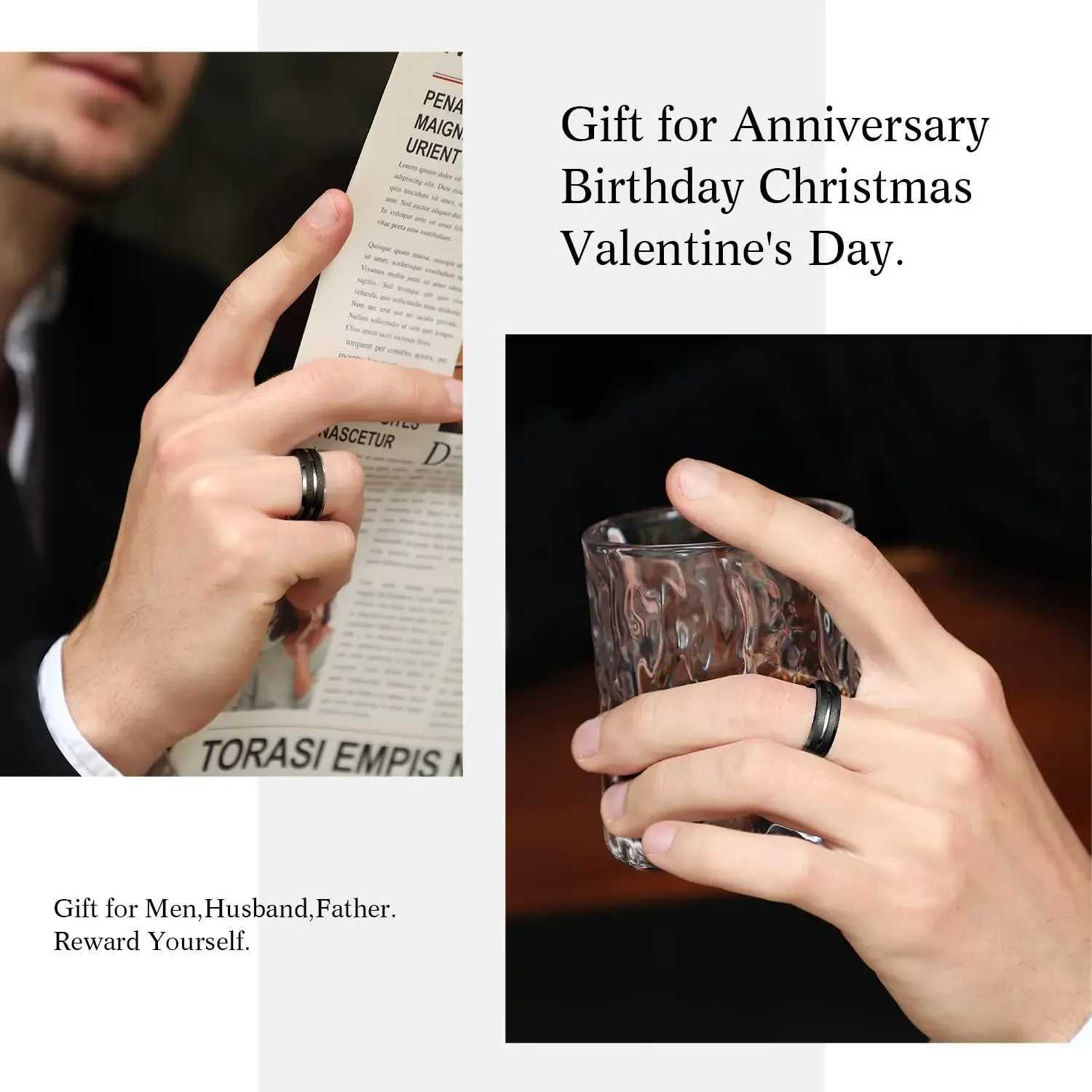 8mm Fashion Men Black Stainless Steel Rings Sandblasted Finish Finger Rings For Men Everyday Wear Wedding Band Jewelry Wholesale W250812