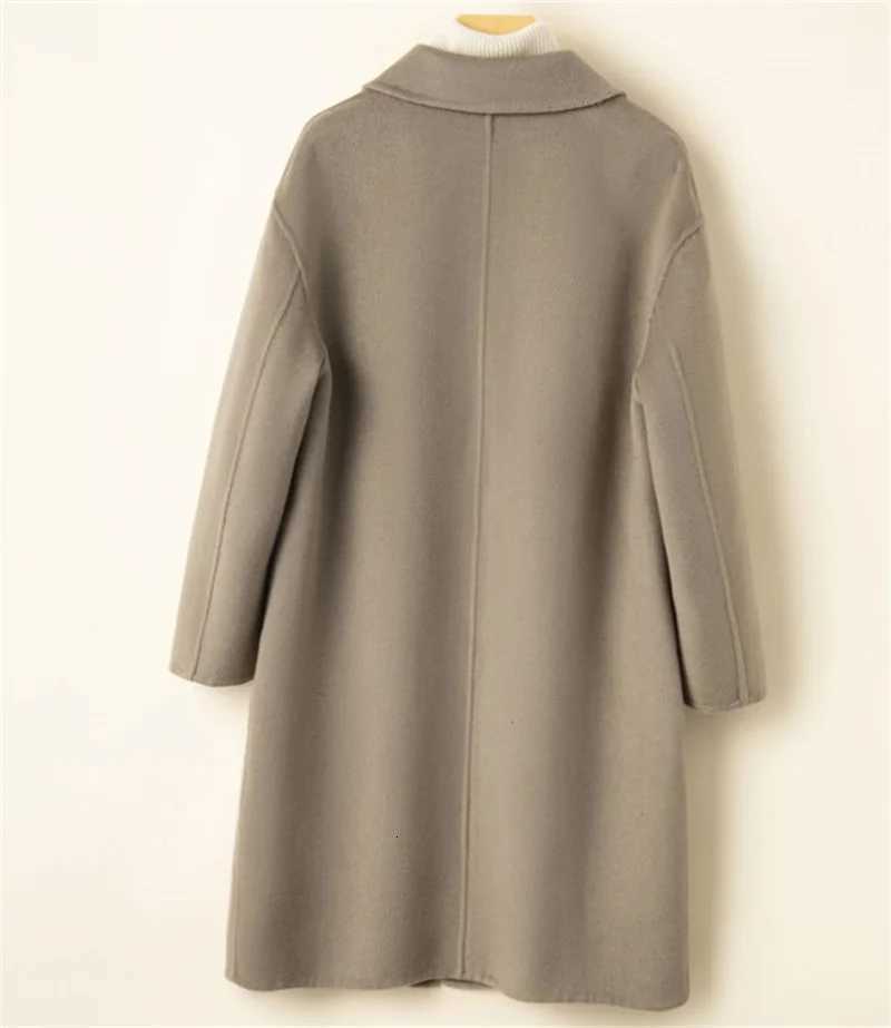 2025 Women Woolen Coat Autumn Winter Women Solid Color Jackets Woolen Blends Coats Female Korean Elegant Retro Apricot Outerwear Z250813