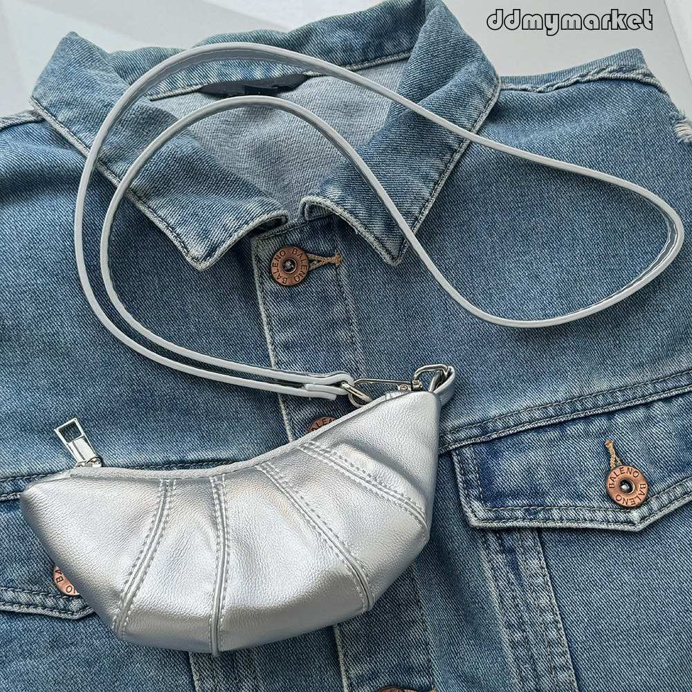 Halter Neck Small Coin Purse Cute Croissant Design Niche Mini Concave Shape Single Shoulder Lipstick Earphone Bag ddmymarket