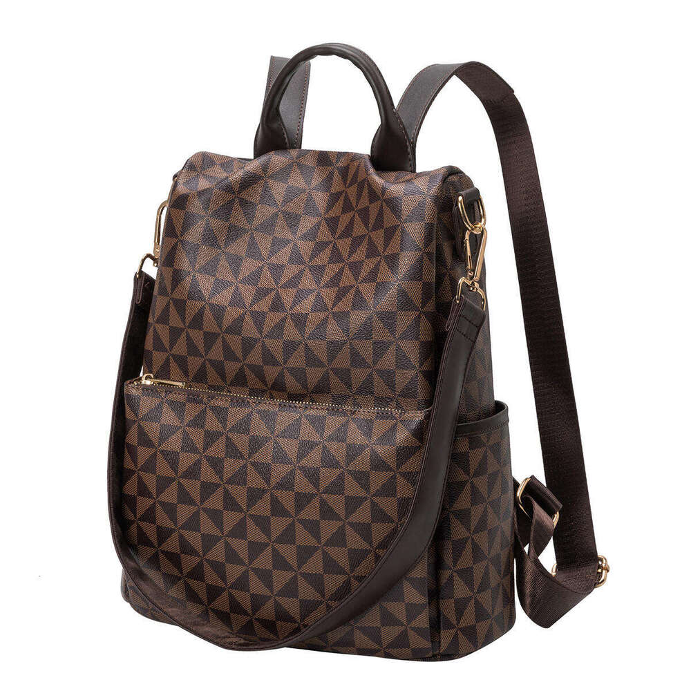 free shipping designer bags Women's Anti-Theft Backpack Geometric Triangle Pattern Large Capacity Multiple Pockets Faux Leather Travel Commute Da