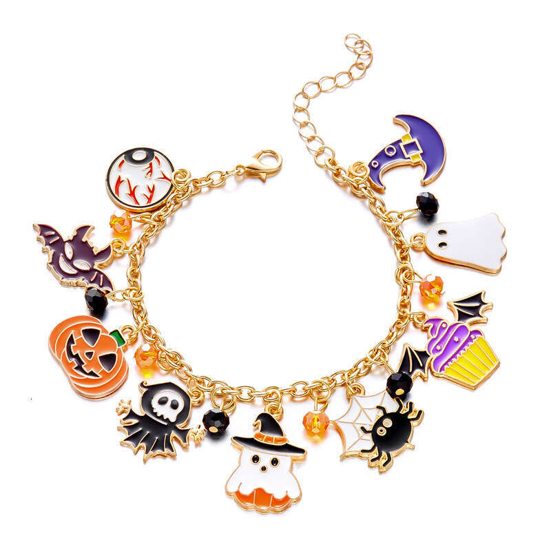 Halloween Pumpkin Spider Skull Alloy Bracelet Creative Ghost Black Cat Jewelry