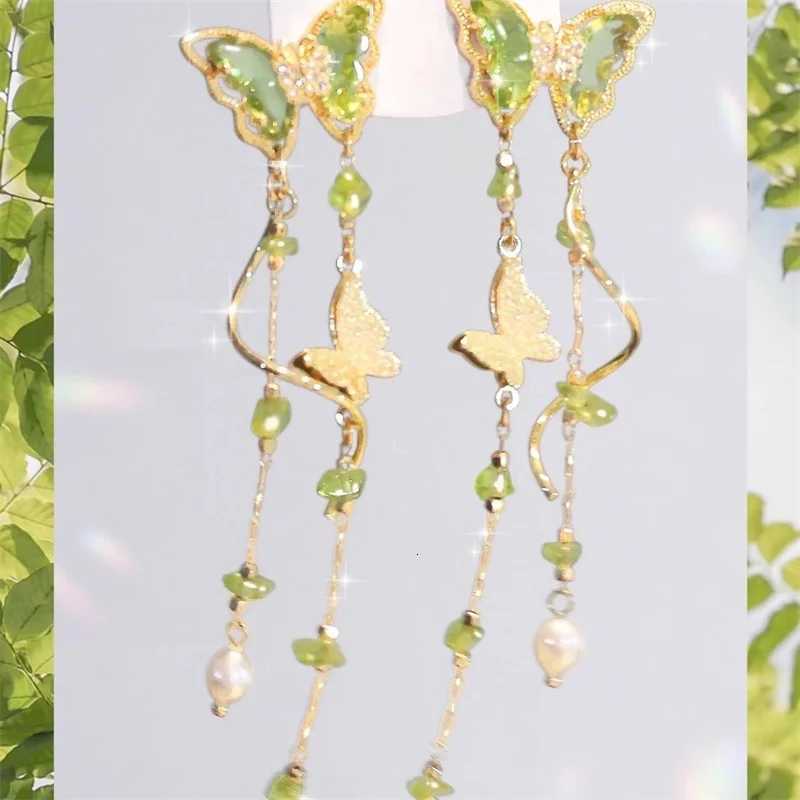 New Fashion Shiny Crystal Butterfly Long Tassel Earrings For Women Exquisite Zircon Pearl Elegant Temperament Earring Jewelry Y250812