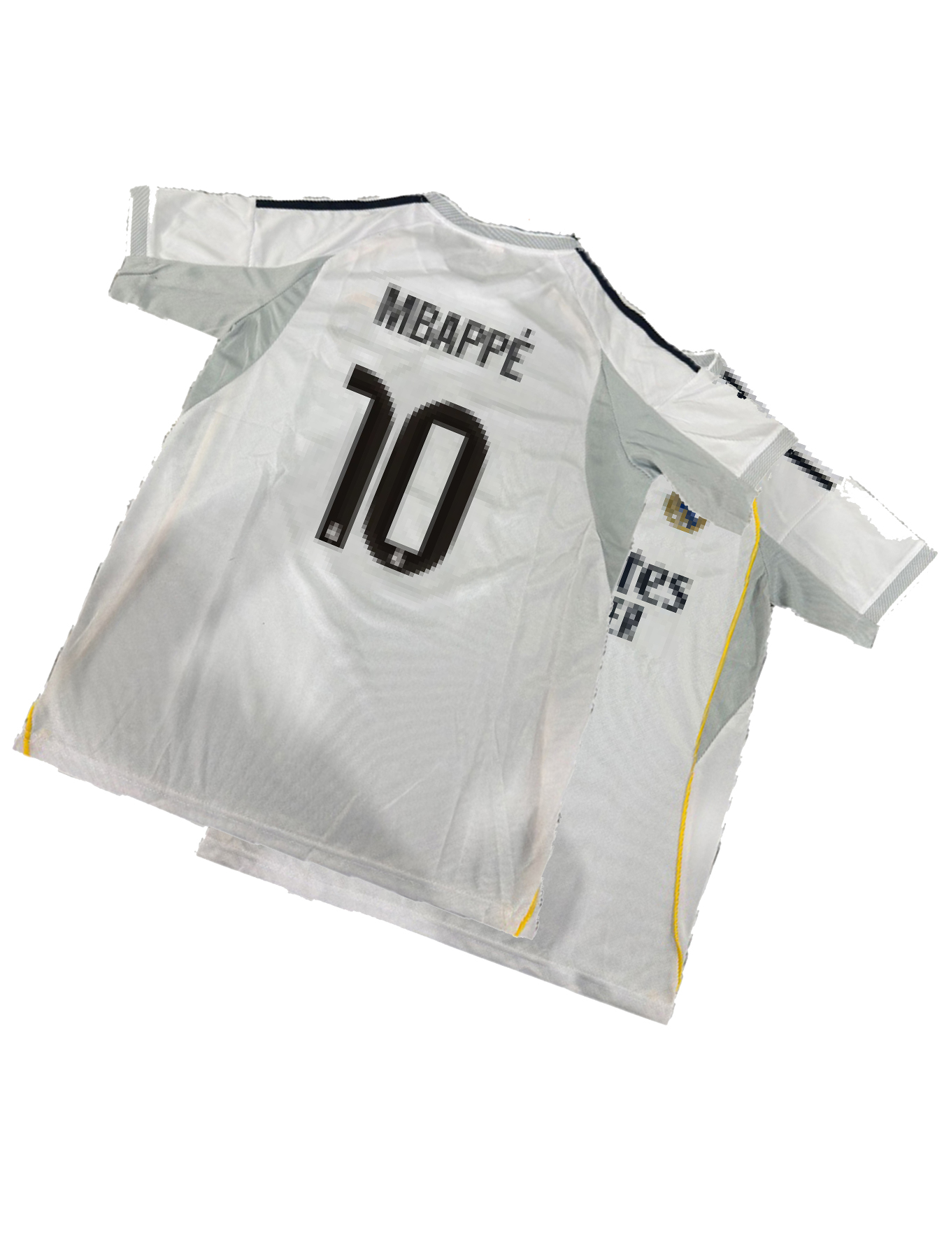 Soccer Jersey M B A P P E Loose Fit White with Grey Black Graphic Print Breathable All Season Machine Washable Sportswear for Football Training Casual Outings S-XXL