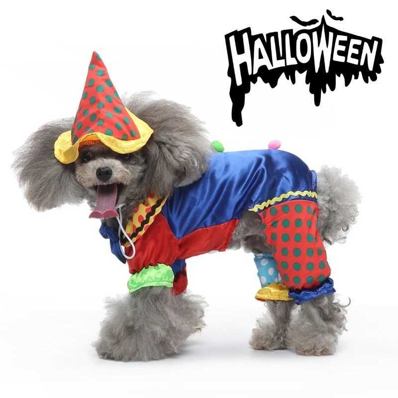 Pet Dog Clown Costume with Hat Halloween Cosplay Party Cat Clown Costume Funny Pet Circus Outfit Christmas Durable Dog Apparel XJ250813