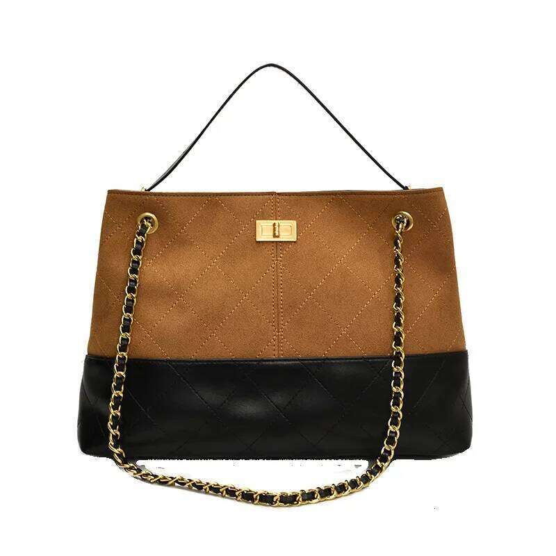 Designer Luxury New Retro Color Block Tote Bag Women S Large Capacity Commuter Quilted Underarm Chain Versatile Crossbody