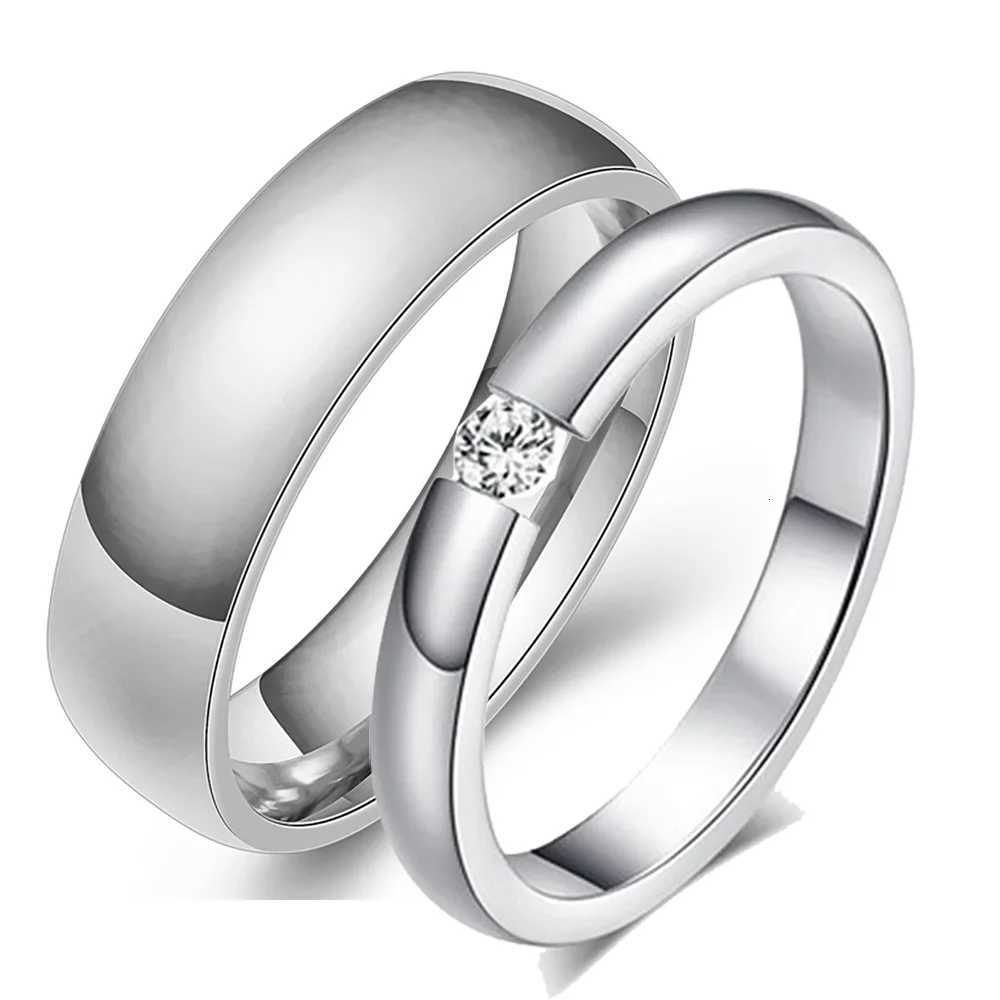 Gold Color Wedding Bands Couple Rings for Women Men Jewelry Stainless Steel Engagement Rings Anniversary Gift Design Wholesale W250812