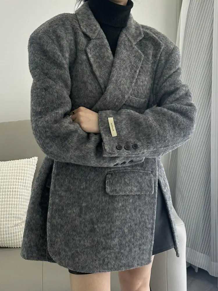 2024 Autumn and Winter Handmade Short Women Wool Coats Outerwear Niche Design Suit Collar Office Lady Woolen Jackets Z250813