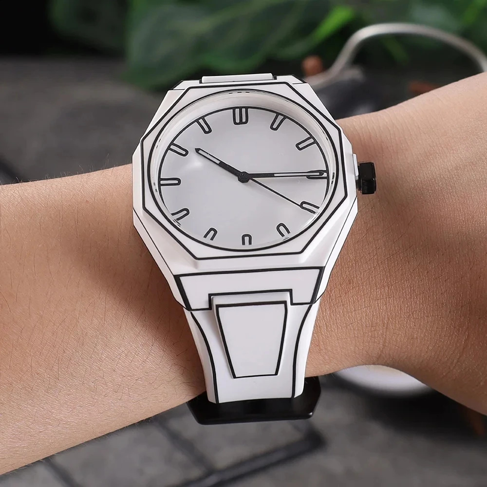 Lightweight Polycarbonate case high tech black mens watch classic simple silicone strap mens quartz watch fashion style clock 250812