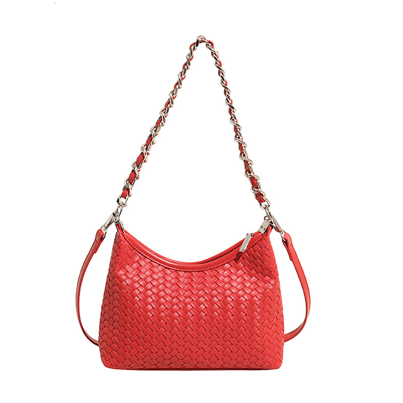 Free Shipping 2025 New Women's Designer Fashion Chain Woven Large Capacity Handbag Shoulder Crossbody Bag High-quality Dinner Dress Bag Wallet