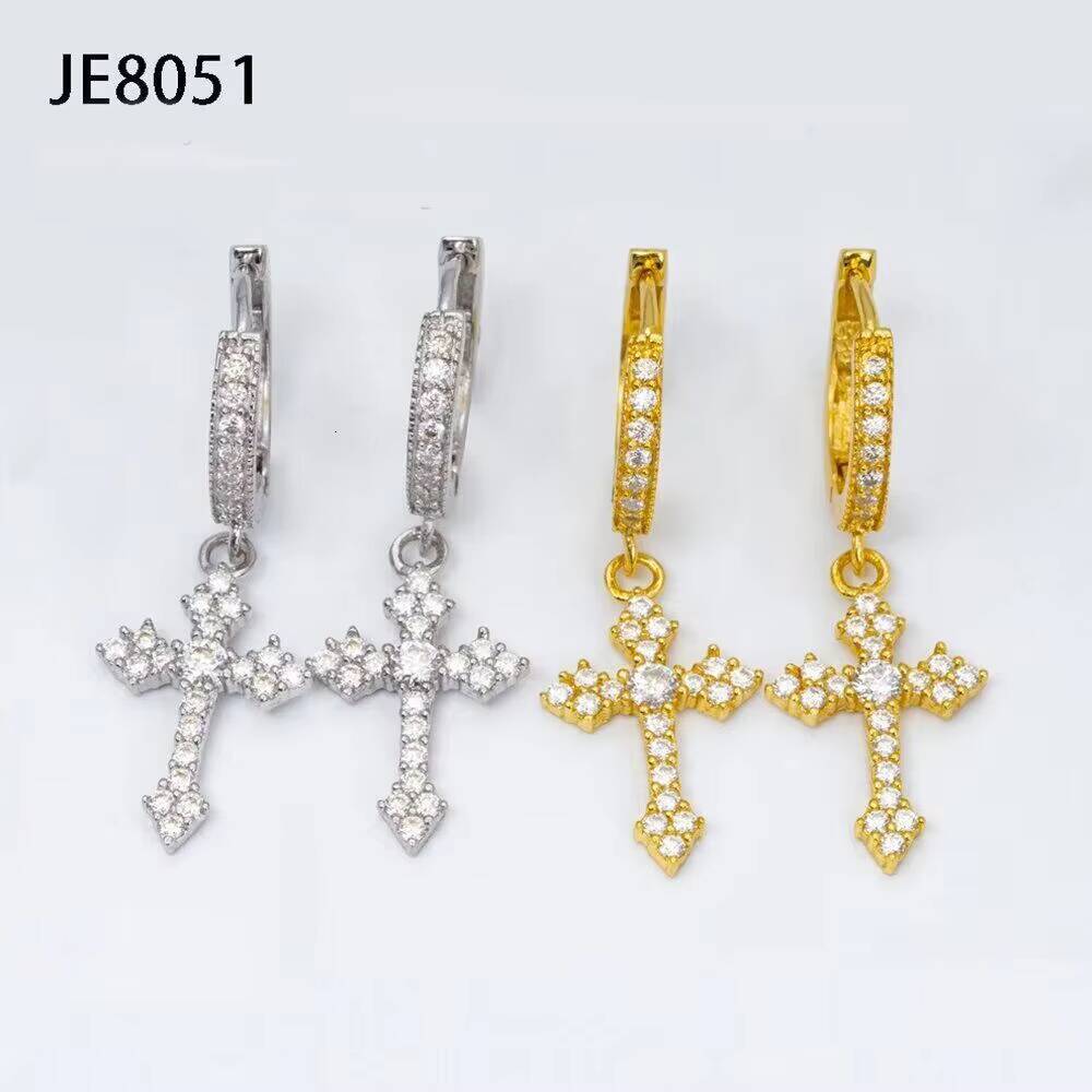 925 Silver Cross Style Earrings VVS Silicon Stone Iced Out Stud Earrings Special Law Tester Premium Jewelry