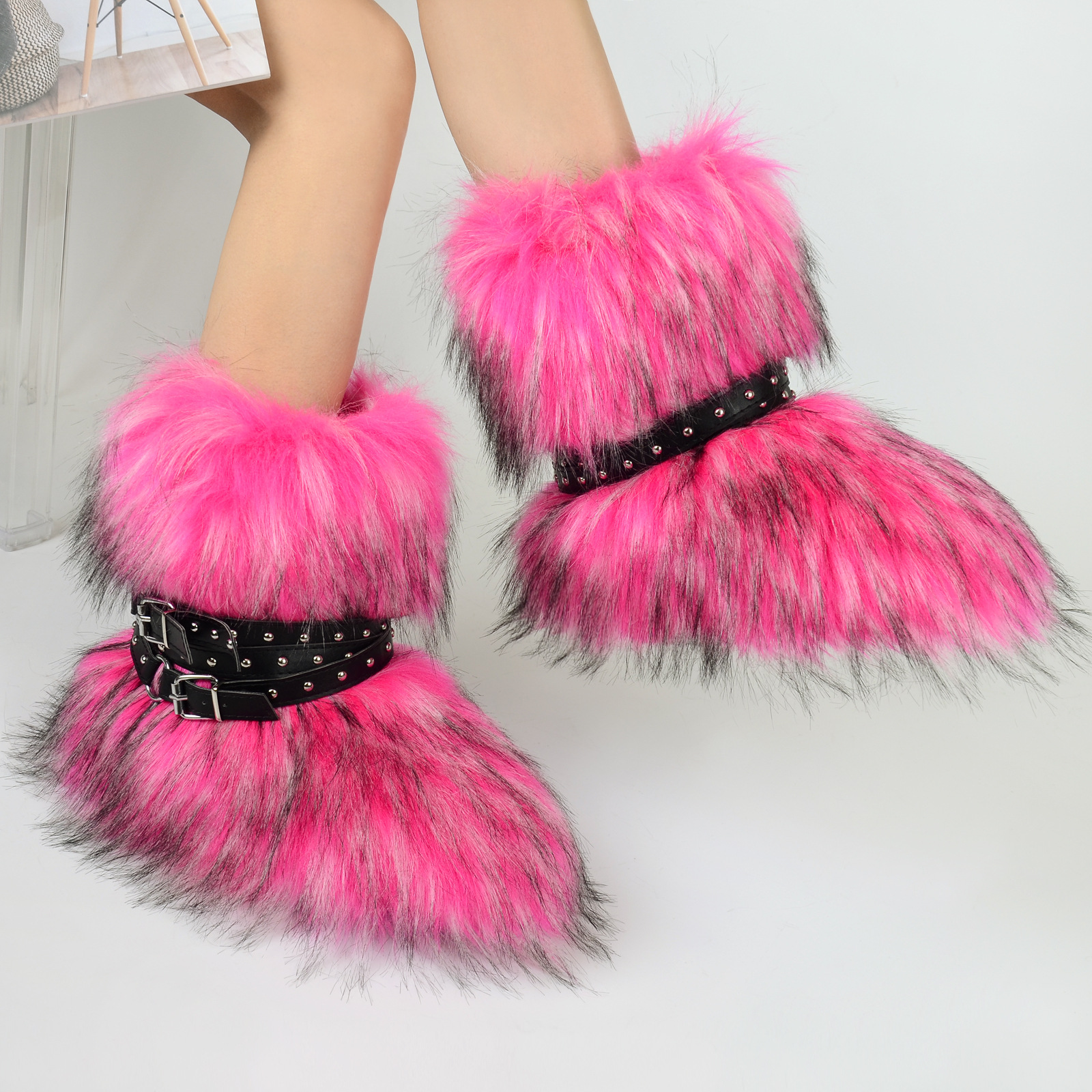 Explosive boots 2025 winter new plush snow boots cross belt fashion design spicy girl style versatile warm plush boots with multiple colors to choose 
