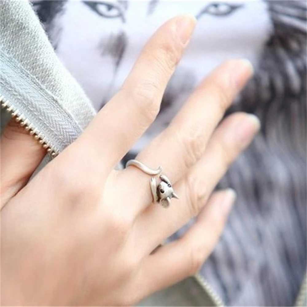 Antique Silver Color Mouse Open Ring For Women Creative Cute Little Animal Adjustable Rings Charming Party Fashion Jewelry B125 W250812