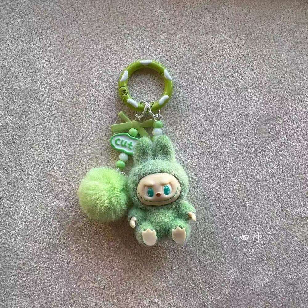 Cute Mini Flocked Labu Bag Couple Car Keychain Decoration Pendant Phone Chain