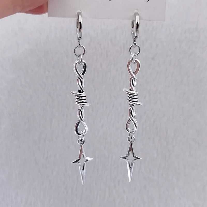 Fashion Punk Tiny wire thorns iron Star Drop Earrings Thorns iron Hoop Earings Star Charm Pendant Earrings Girls Jewelry Gifts Y250812