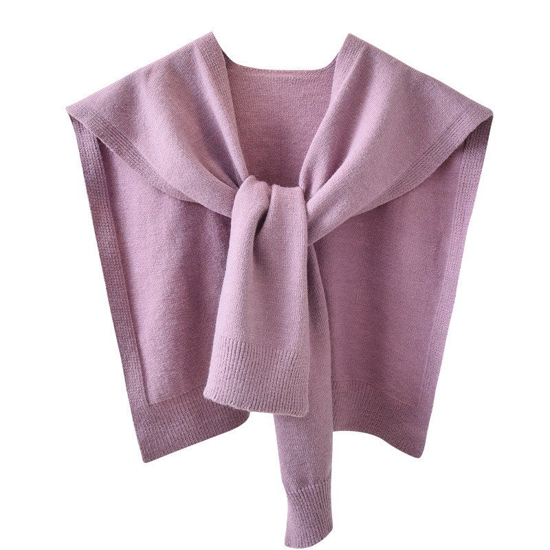 K1646 Spring and autumn Korean style knitted outerwear waistcoat shoulder guard versatile shirt false collar fashionable age-reducing knitted shawl
