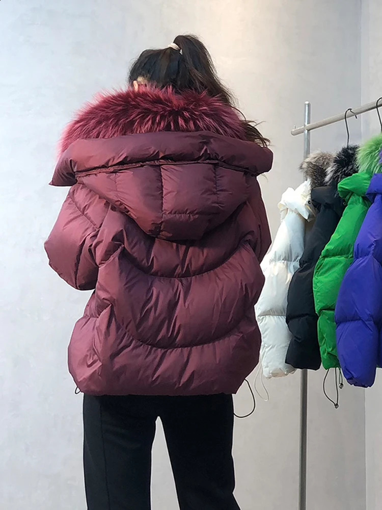 Winter Warm Women Natural Fox Fur Collar Coat Goose Down Jacket Parkas Puffer Jackets Fashion Clothing 250811