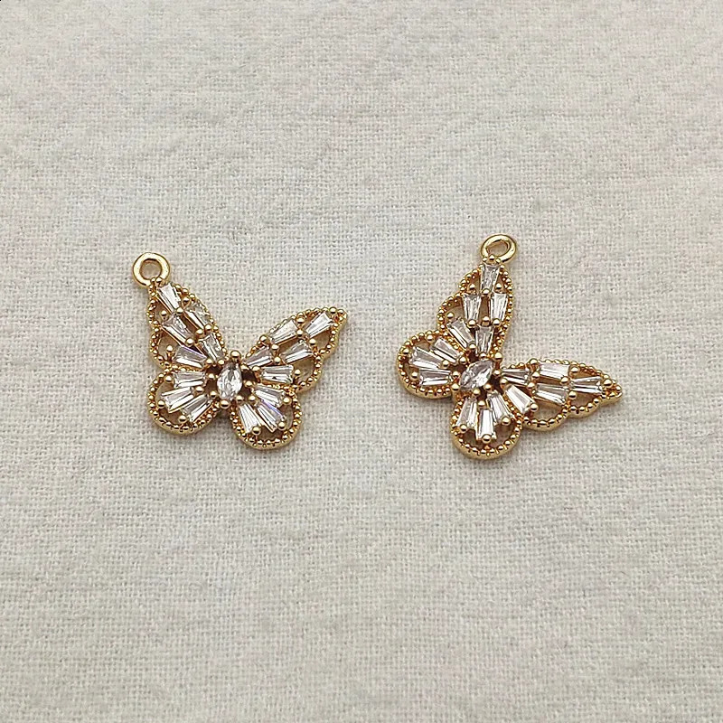 Arrival 21x19mm 50pcs Cubic Zirconia Pendants Butterfly Charm For Handmade Necklace/Earrings DIY PartsJewelry Findings 250807