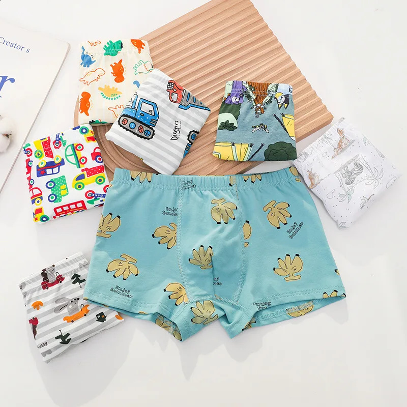 24812 pcs Boys Boxer Briefs Kids Cotton Underwear Baby Boy Underpants All Over Cartoon Print Soft Children Panties 250812