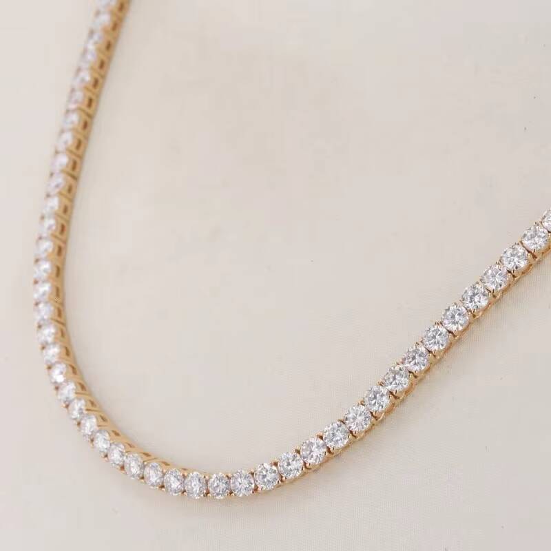 18K White Gold Tennis Chain VVS Moissanite Diamond Chain 14K Gold Link Elegant Mens Wedding Necklaces High Quality Fine Jewelry